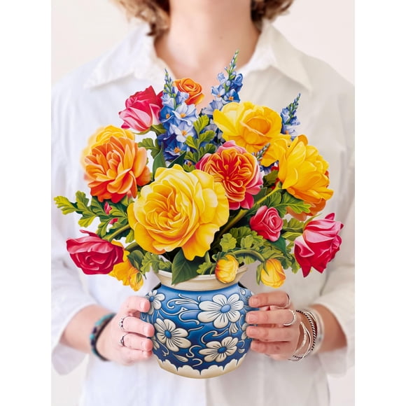 Tarjeta pop-up Freshcut Paper Sorbet Roses, ramo de 30 cm