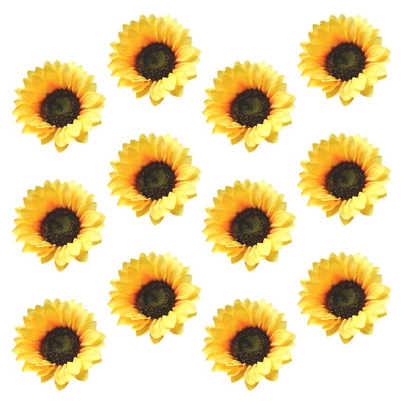 LOLIPPYY 12Pcs Yellow Artificial Sunflower Head Ornaments for Home Store Party Garland Making