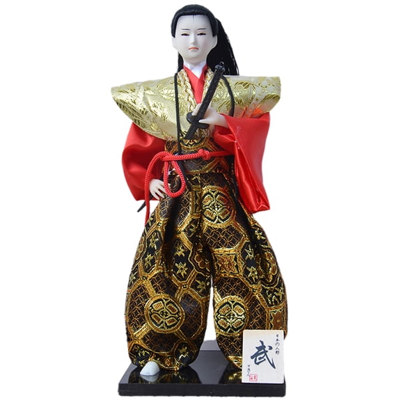 Jiibva 12inch Japanese Samurai Doll - 31cm Tall Traditional Kimono Ninja Warrior Mini Figures - Art Dolls for Collection & Ornaments