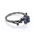 thumbnail image 4 of JeenMata 1 Carat Cushion Cut Lab Created Alexandrite - 4 Prong Setting - Nature Inspired Engagement Ring - 18K Black Gold Plating over Silver, 4 of 6
