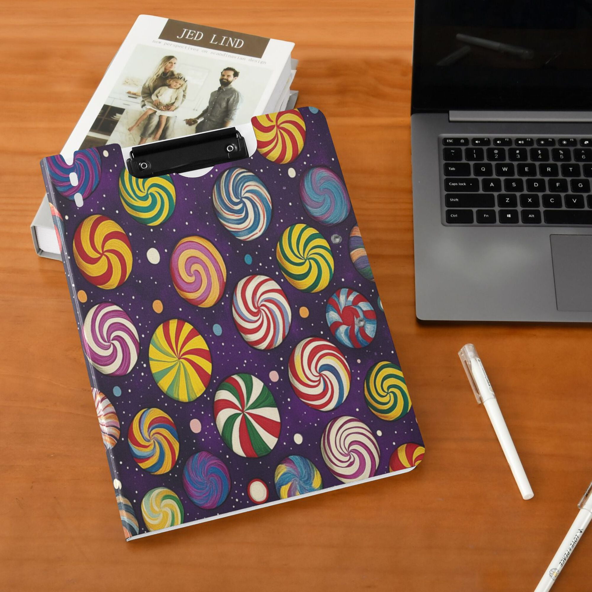 FORMRS A4 Clipboard Folder with Pen Holder Horizontal Foldable School Office Binder, Galactic Candy