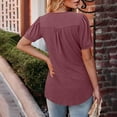 thumbnail image 5 of Summer Shirts for Women, ZHUGeLI Fashion Women's Casual Solid Color Short Sleeve Round-Neck Blouses Shirts, 5 of 7