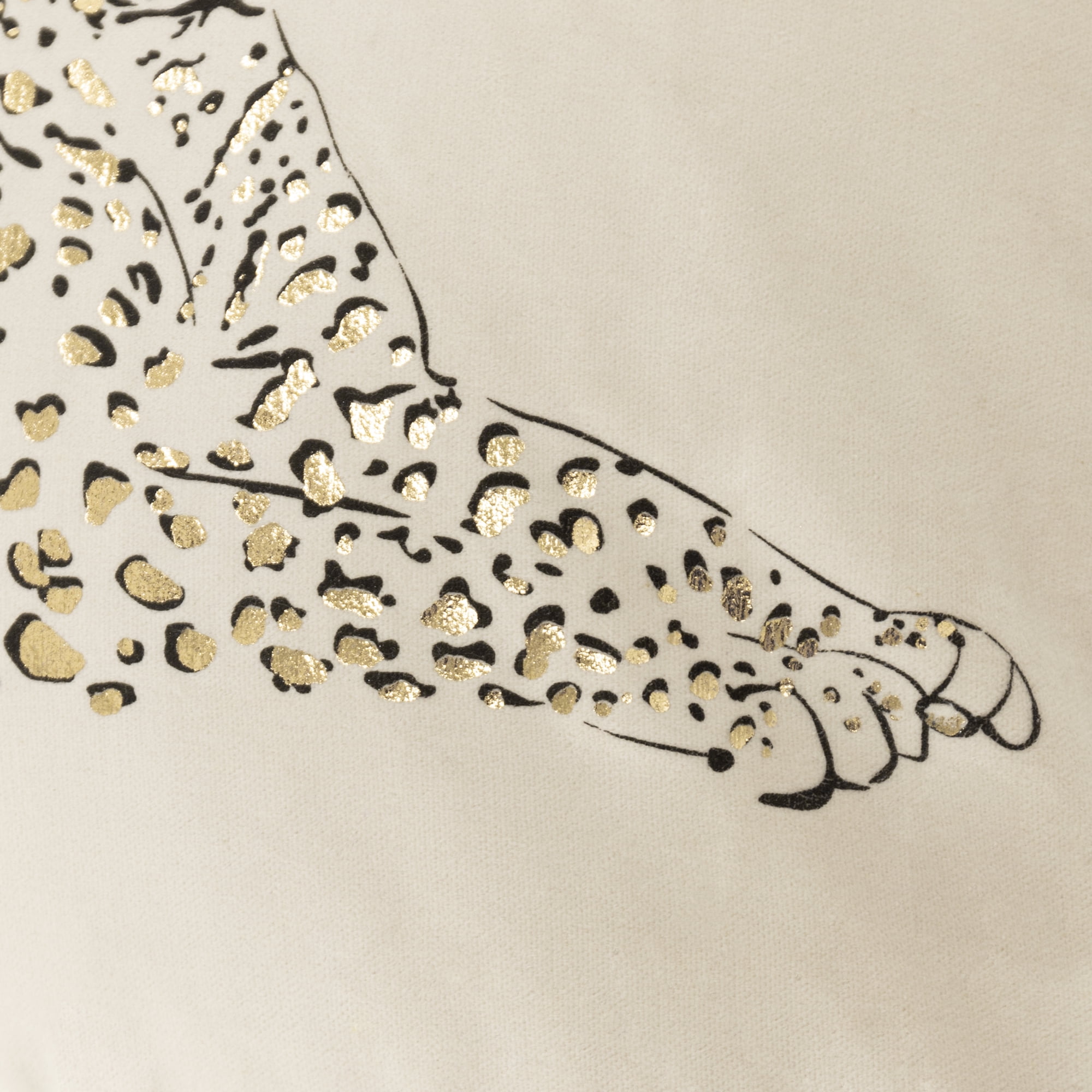 JWH Gold Foil Print Pure Cotton Leopard Throw Pillow Covers Cream 12x20inch for Modern Glam Living Room Bedroom Decoration