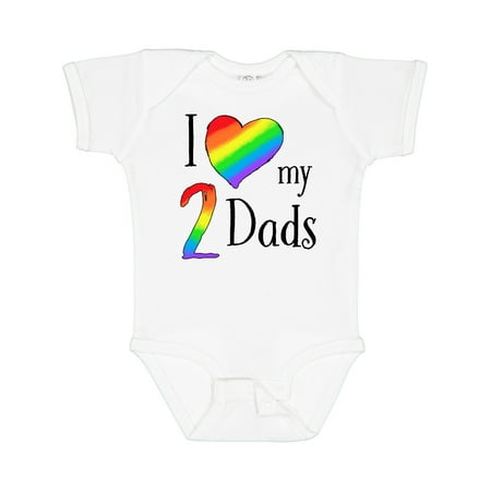 

Inktastic I Love My Two Dads- Pride Rainbow Heart Gift Baby Boy or Baby Girl Bodysuit