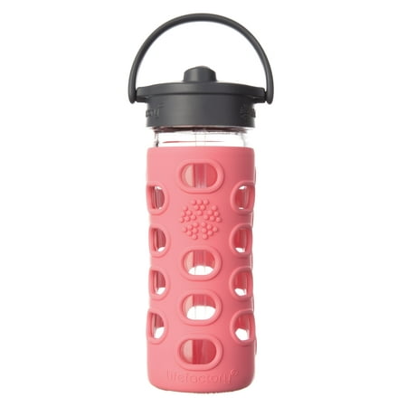Lifefactory 12oz Glass Water Bottle with Straw Cap - Coral