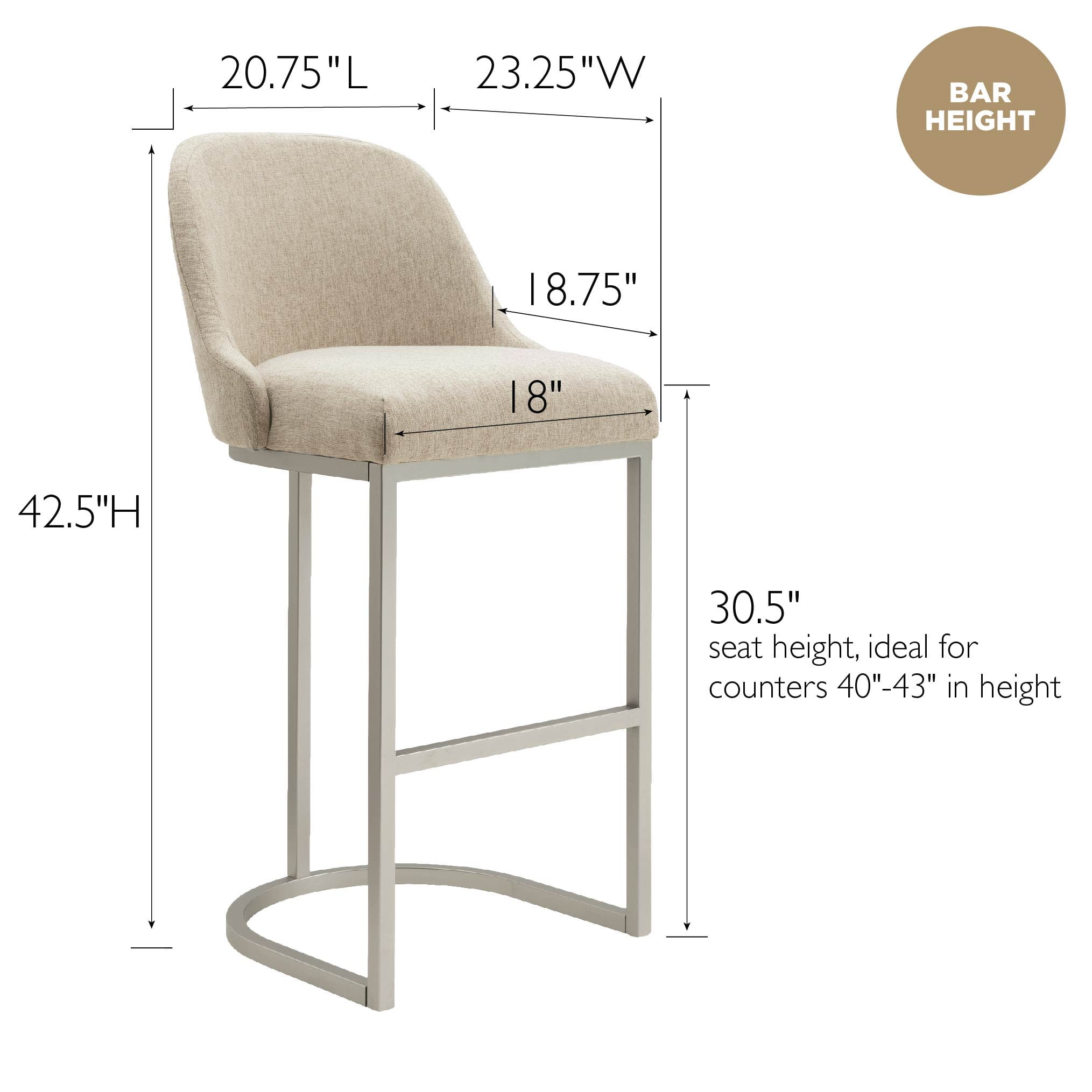 Leick Home Set of 2 Barrel Back Bar Stools with High Density Foam Seat