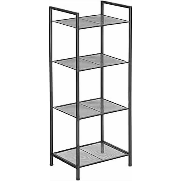 SONGMICS 4-Tier Storage Rack, Bathroom Shelf, Industrial Style Extendable Plant Stand with Adjustable Shelf, for Bathroom, Living Room, Balcony, Kitchen, Classic Black
