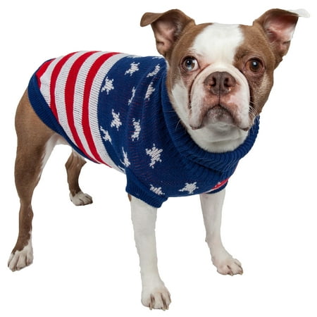 UPC: 0858342020923 | Pet Life ® Patriot Independence Star Heavy Knitted Fashion Ribbed Turtle Neck Dog Sweater