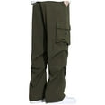 thumbnail image 3 of Dagegui Lightweight Hiking Pant for Men Drawstring Elastic Waist Straight Leg Pants Casual Loose Fit Athletic Trouser with Pockets Army Green M, 3 of 5