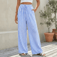 thumbnail image 5 of SOMER Women’s Wide Leg Pants Elastic Waist Striped Drawstring Lightweight Palazzo Pants Casual Lounge XL, 5 of 7