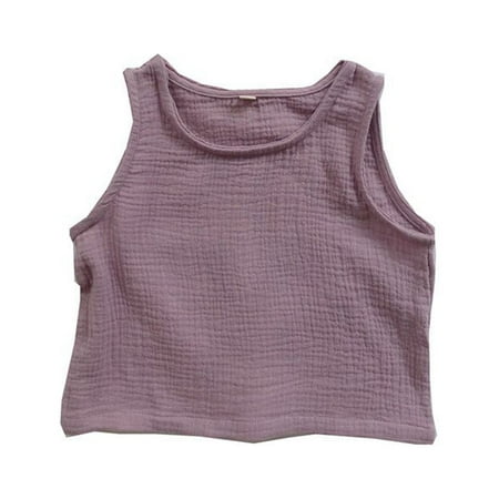 

B91xZ Toddler Tops Girls Kids Toddler Baby UNisex Spring Summer Solid Sleeveless Soft Vest Outfits Sizes 12-18 Months