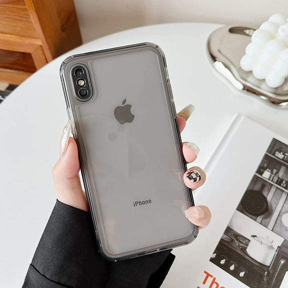 Case for iPhone X,Clear Soft Silicone Bumper Protective Retro Color Transparent Shockproof Phone Case - Gray