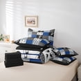 thumbnail image 6 of Feelyou Eat Hockey Sleep Comforter Set 7pcs, Blue Patchwork Plaid Queen Bedding Sets, 6 of 8