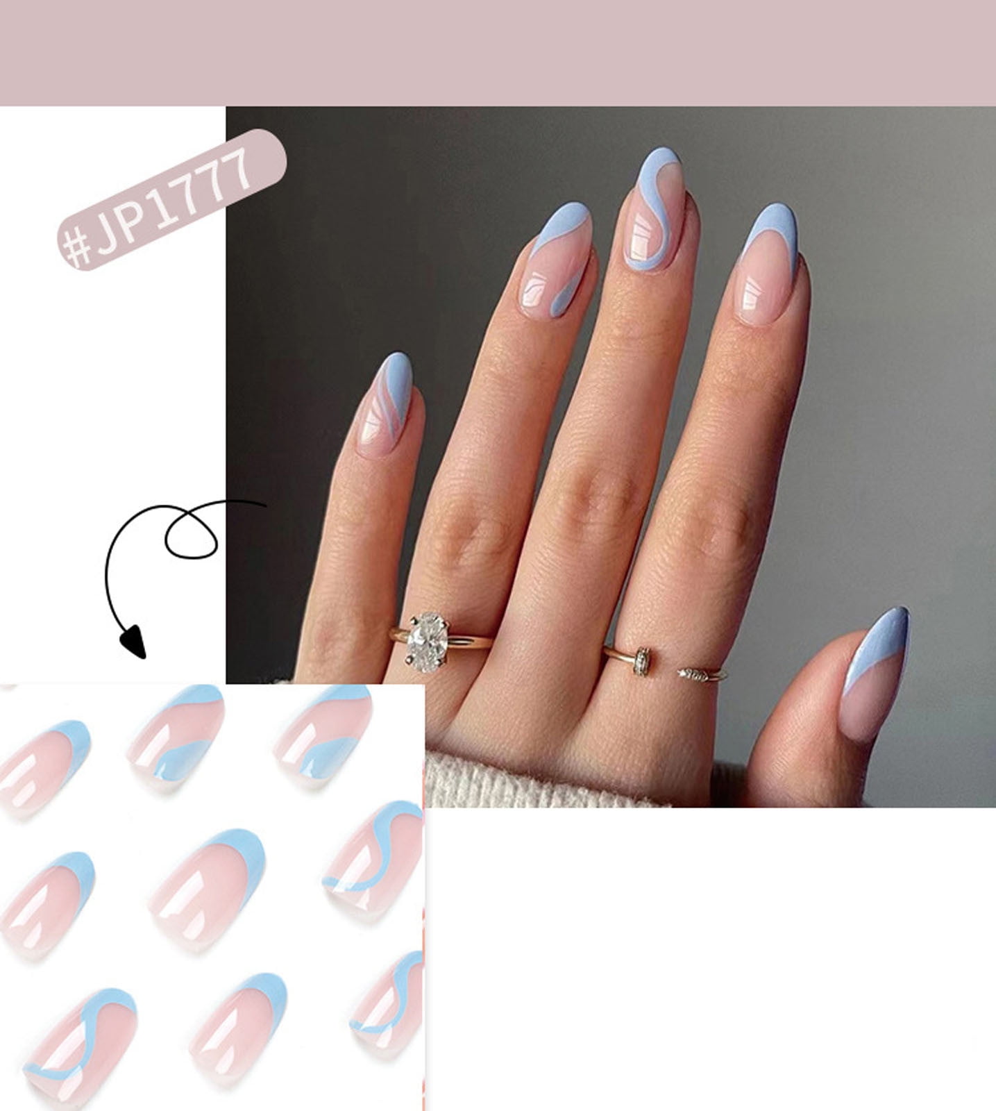 Acrylic Fake Nails Removable Nail Pieces Daily Wear Artificial Nails Nail Art Decorations