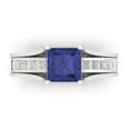 thumbnail image 2 of 2.28 ct Brilliant Princess Cut Tanzanite 14k White Gold Solitaire with Accents Engagement Bridal Wedding Ring Band Set size 8.25, 2 of 7