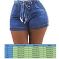 thumbnail image 2 of Pantalones cortos de mezclilla para mujer Pantalones cortos ajustados Pantalones calientes de cintura alta Elástico lavado, azul claro, XXXL Kearding AP1049-30B, 2 of 7