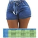 thumbnail image 2 of Pantalones cortos de mezclilla para mujer Pantalones cortos ajustados Pantalones calientes de cintura alta Elástico lavado, Azul claro, L sidaley AP1049-27B, 2 of 7