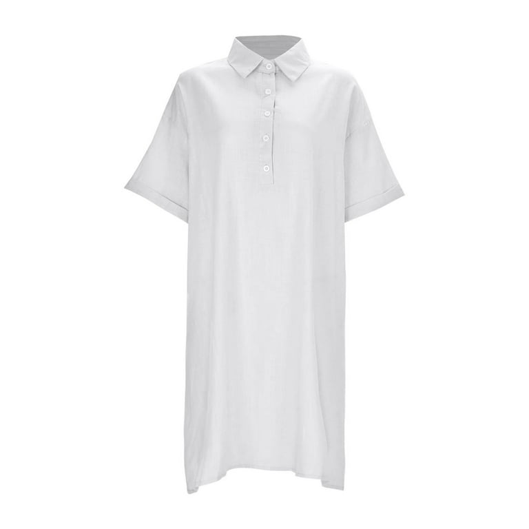 Women's Loose Polo Dresses Short Sleeve Turndown Collar