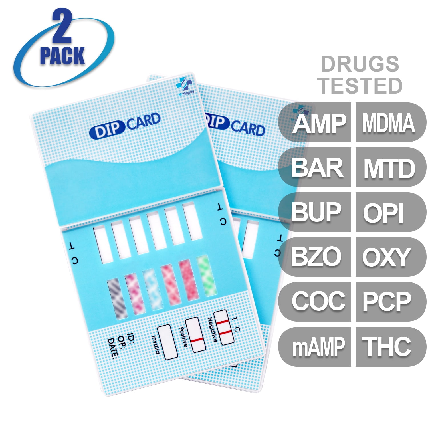 Mintegrity [2pk] - 12-Panel Dip Card Instant Urine Drug Test - (AMP/BAR/BUP/BZO/COC/mAMP/MDMA/MTD/OPI/OXY/PCP/THC) #MI-WDOA-6124