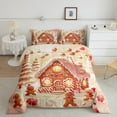 thumbnail image 2 of jejeloiu Little Bear Cookie Full Size Comforter Sets,Pink Xmas House Bedding Comforter Set,Happy Christmas Bedding Sets For Girls,Microfiber Bedroom Decor Reversible,3pcs, 2 of 8