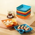 thumbnail image 4 of 1/2/4 Pack Chip Dip Serving Platter Set, Dumpling Plates with Dip Compartment, Square Serving Dish Sushi Plates, Small Dip Tray for Taco, Charcuterie, 4 of 7
