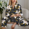 thumbnail image 4 of Goofa Lilies Flowers Printed Women’s 2 Piece Pajama Set Super,Pajamas Women's Long Sleeve Sleepwear Soft Button Down Loungewear Pjs Lounge Set Nightwear-Medium, 4 of 9