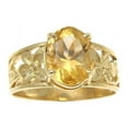 thumbnail image 3 of Genuine 2.40ct oval citrine solitaire ring 14k yellow gold Hawaiian plumeria size 7.5, 3 of 6