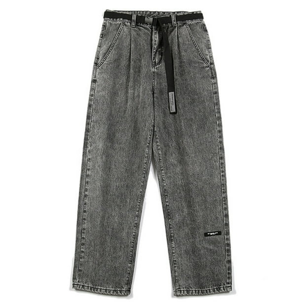XZNGL Black Jeans for Men Black and Gray Yarn Jeans Mens Straight