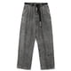 thumbnail image 1 of Pantalones vaqueros de hilo negro y gris para hombre, rectos, sueltos y versátiles, largos con cinturón, pantalones para hombre, parte inferior Pompotops oipoqjl23886, 1 of 8
