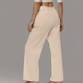 thumbnail image 5 of Taqqpue Cotton Linen Pants for Women Casual Solid Color Elastic Waist Straight Wide Leg Pants Loose Fit Plus Size Trousers with Pockets, 5 of 8