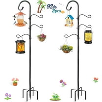 92" Shepherds Hooks for Outdoor 2pack, Bird Feeder Poles with 4 Hooks, Shepherds Hook for Bird Feeders Outside with Base, Garden Pole for Hanging Plant Baskets, Weddings Decor