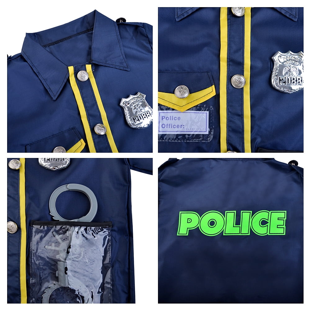 TOPTIE Police Costume for Kids, Role Play Dress-Up Set for 3 - 7 Years Old-Navy Blue-S