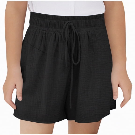 UAYOTSE Girls Casual Loose Fit Solid Color Shorts For Everyday Outdoor And Sports Activities Comfortable Breathable Summer School Uniform Pants,Sizes 7-8 Years
