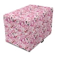 thumbnail image 1 of Floral Dog Crate Cover, Continuous Butterflies Flower Petals Leaves Summer Arrangement Print, Easy to Use Pet Kennel Cover Small Dogs Puppies Kittens, 7 Sizes, White Hot Pink Vermilion, by Ambesonne, 1 of 1