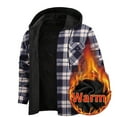 thumbnail image 4 of ZCFZJW Mens Flannel Plaid Coral Fleece Lined Hooded Shirt Jacket Fall Winter Thick Warm Casual Long Sleeve Button Down Hoodie Outwear Shacket Tops with Pockets Purple S, 4 of 4