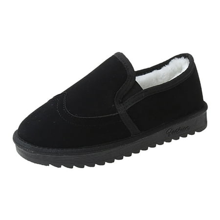 

Mackneog Winter Men Snow Boots Flat Bottom Non Slip Plush Warm And Comfortable Solid Color Shallow Mouth Slip On Gift on Clearance