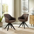 thumbnail image 3 of Art Leon Mid Century Accent Chair for Living Room, Faux Leather Swivel Desk Chair with Wood Legs, Mocha, 3 of 8