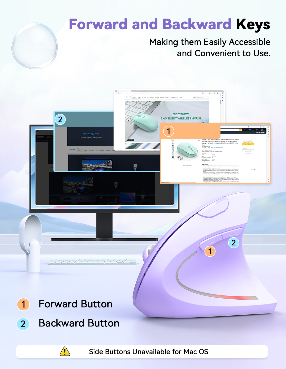 Ergonomic Mouse,Wireless Mouse for Laptop,4800 DPI Wireless Vertical Mouse with 5 Adjustable DPI Levels,2.4GHz Optical Carpal Tunnel Mouse,6 Buttons Wireless Mouse for Laptop,Desktop,PC,MacBook