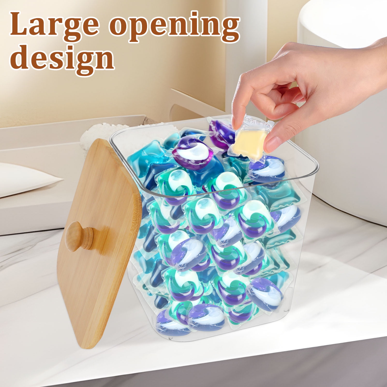 4 Pcs Laundry Powder Container with Lid Clear Dryer Sheet Holder Large Opening Reusable Organization Containers for Scent Booster