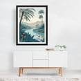 thumbnail image 2 of Tropical River Landscape - Illustration Tropical Palm Tree Landscape Botanical Nature Floral Black Framed Wall Art Print 8 x 10 inches, 2 of 3