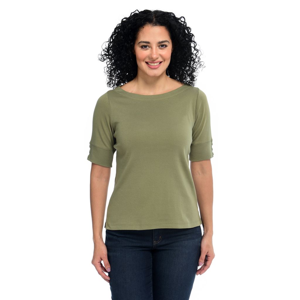 Christopher & Banks Elbow Sleeve Boatneck Perfect Tee