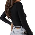thumbnail image 2 of Spring Fall Women Long Sleeve Slim Fit Solid T Shirt Crew Neck Tops, 2 of 5