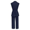 thumbnail image 4 of Women Fashion Solid Casual Suit Sleeveless Lac Up Cardigan High Waist Pants Suit Pant Suits plus Size Jumpsuit for Women Dresses for Grandmother of The Bride Snow Bib Womens Suite 269 Striped Trouser, 4 of 5