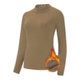 thumbnail image 5 of Vinsonshop Women's Fleece Lined Long Sleeve Shirts Mock Neck Slim Fit Winter Basic Tee Soft Comfy Fashion T Shirt Casual Going Out Tops Workout Tops Khaki S, 5 of 7