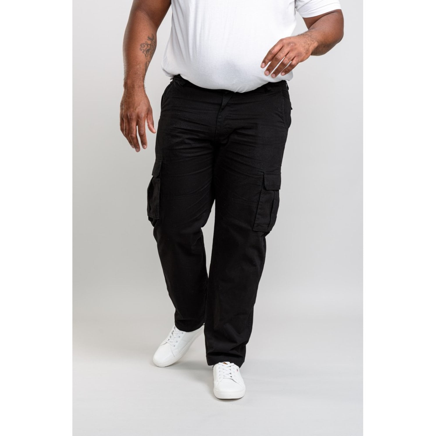 Duke Mens D555 Robert Peached Washed Cargo Trousers Black 58s