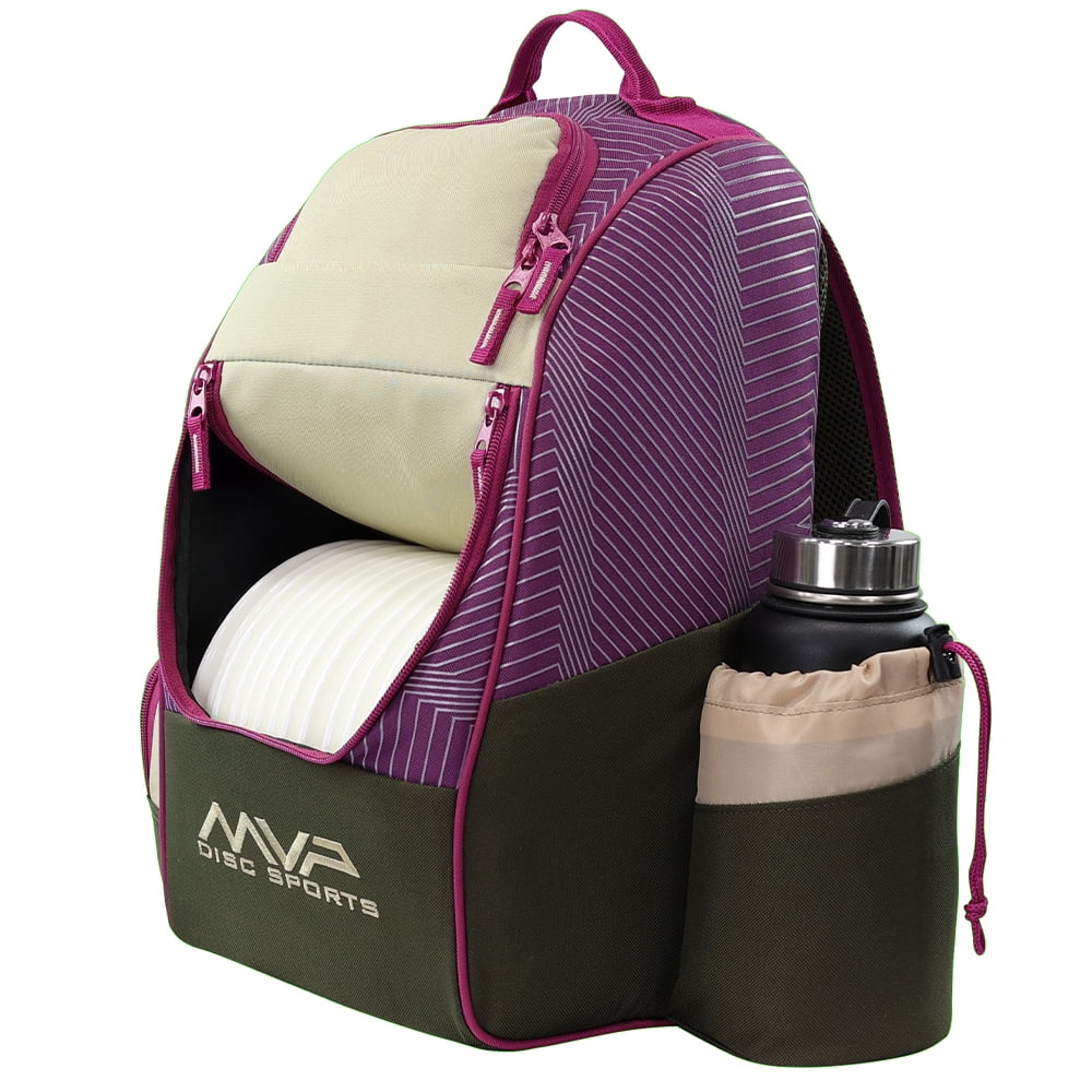 MVP Disc Sports Shuttle Disc Golf Backpack Bag (Khaki/Purple)