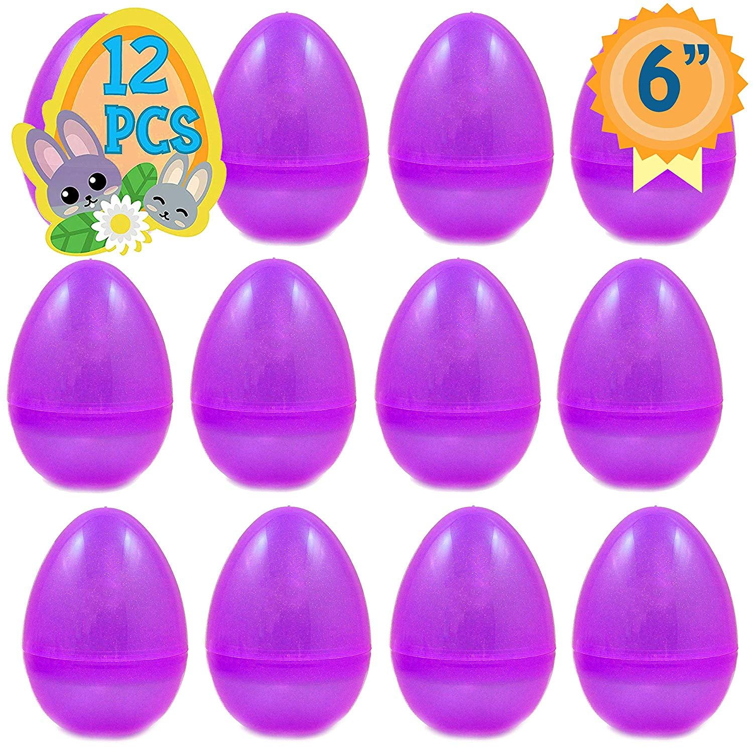 PLAYOLY 12 Jumbo Purple Fillable Plastic Easter Egg Hunt Party Supply