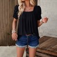 thumbnail image 3 of Lovskoo Summer Tops for Women 2024 Square Neck Shirts Puff Short Sleeve Eyelet Dressy Casual Tunics Blouse T-Shirt Black M, 3 of 8