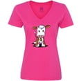 thumbnail image 3 of Inktastic Little Brown Cow Women's V-Neck T-Shirt, 3 of 5