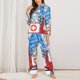 thumbnail image 2 of Fotbe Medicine Gnome Truck Red Conjunto de Pijama de Manga Larga para Mujer con Estampado, Ropa de Dormir de 2 Piezas, Conjunto de Casa Suave y Cómodo con Bolsillos-Small, 2 of 7